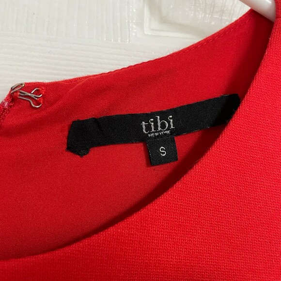 Tibi Red Orange Short Sleeve Shirt Shift Mini Dress - Picture 8 of 10